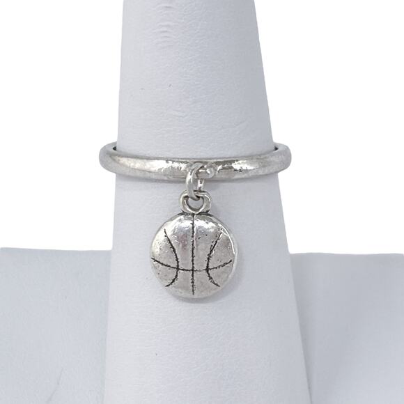 Avery Basketball Ring | Dangle Charm Sports Jewelry | Sterling Silver 925 Size 7 - Picture 4 of 9